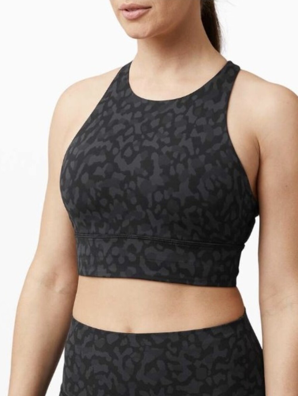 Lululemon Energy Bra High Neck Long Line *Medium Support B-D. Grey, Black. 8